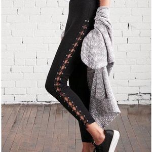 Express peekaboo lace up leggings